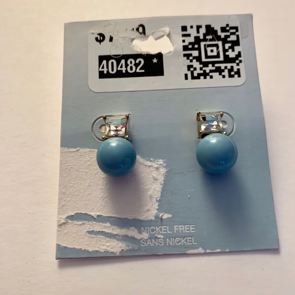 Stud Blue Ball Earrings - Picture 5 of 5